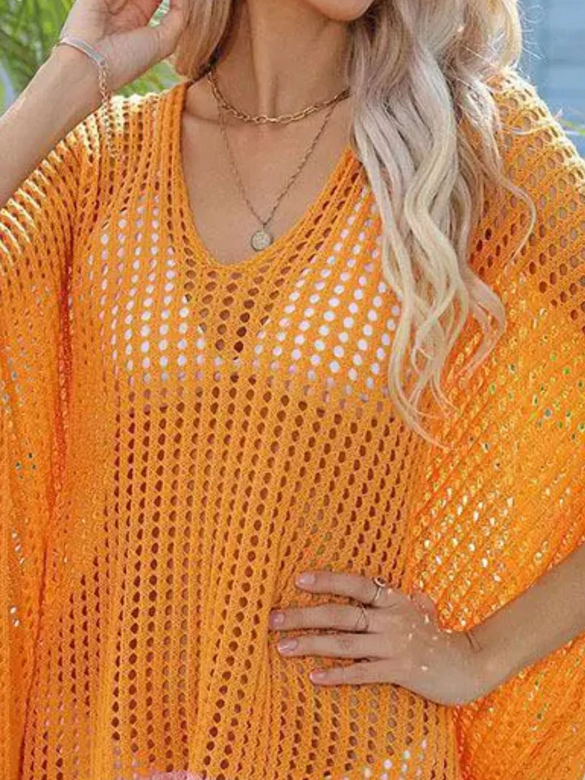 Crochet Rainbow Trim Cover-Up Dress - Lilixa.store