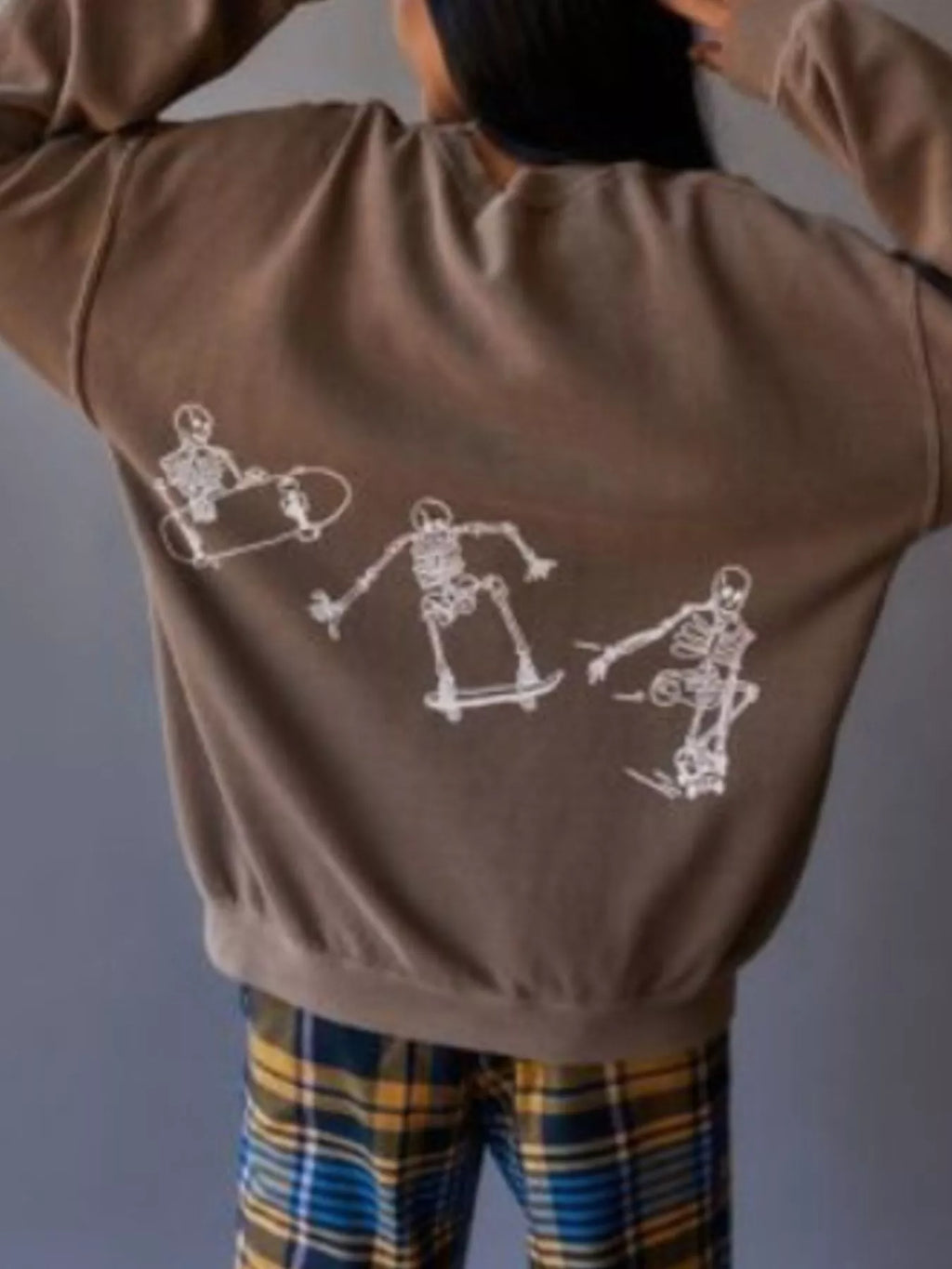 Skeleton Graphic Round Neck Sweatshirt - Lilixa.store