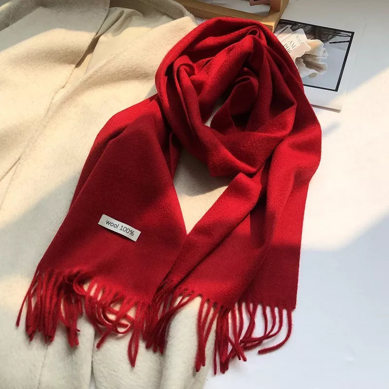 Pure Wool Cozy Tassel Knit Scarf - Lilixa.store