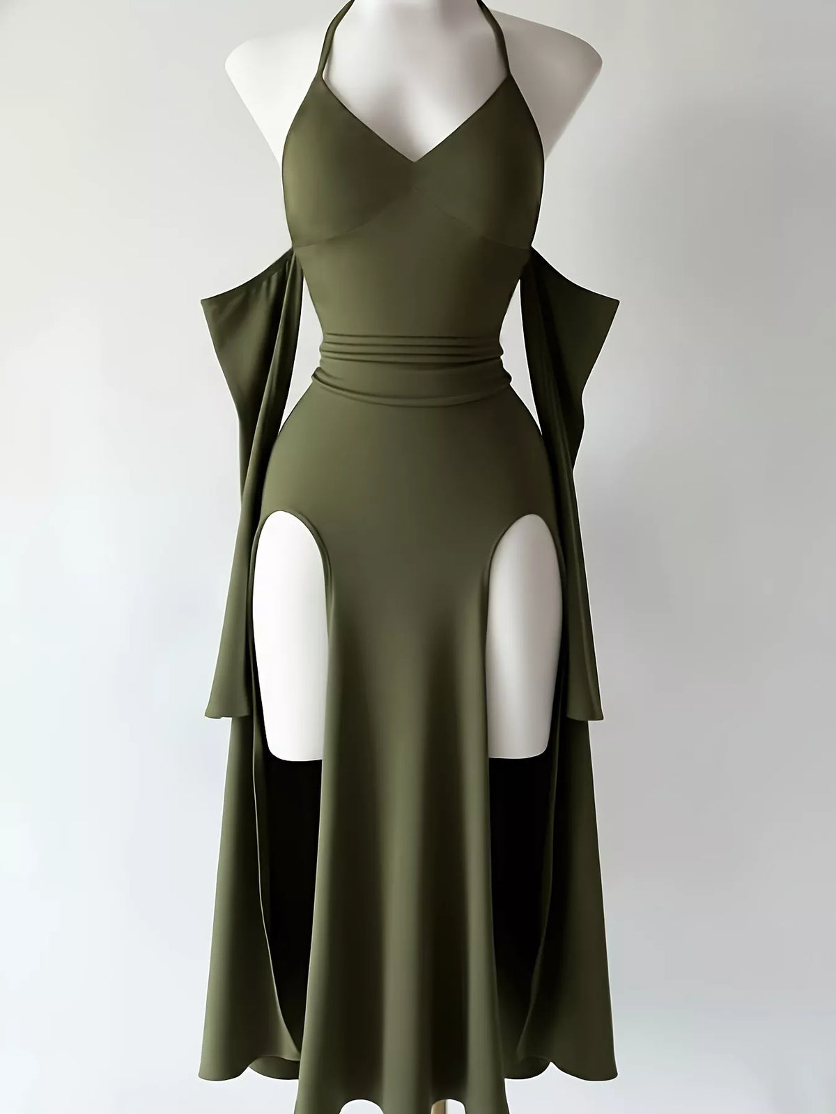 Halter Neck High-Slit Bodycon Dress, view 4