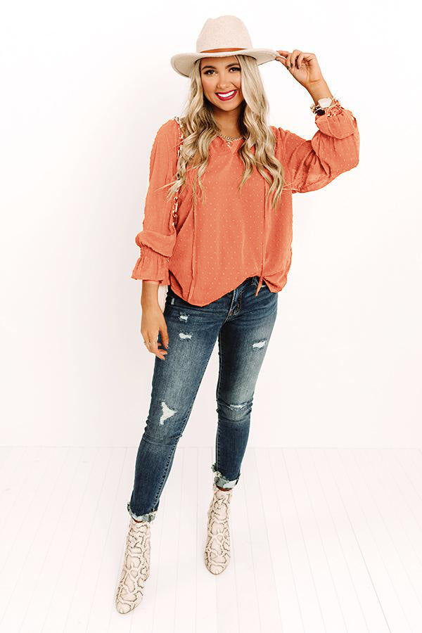 Swiss Dot Tie Neck Flounce Sleeve Blouse, view 4