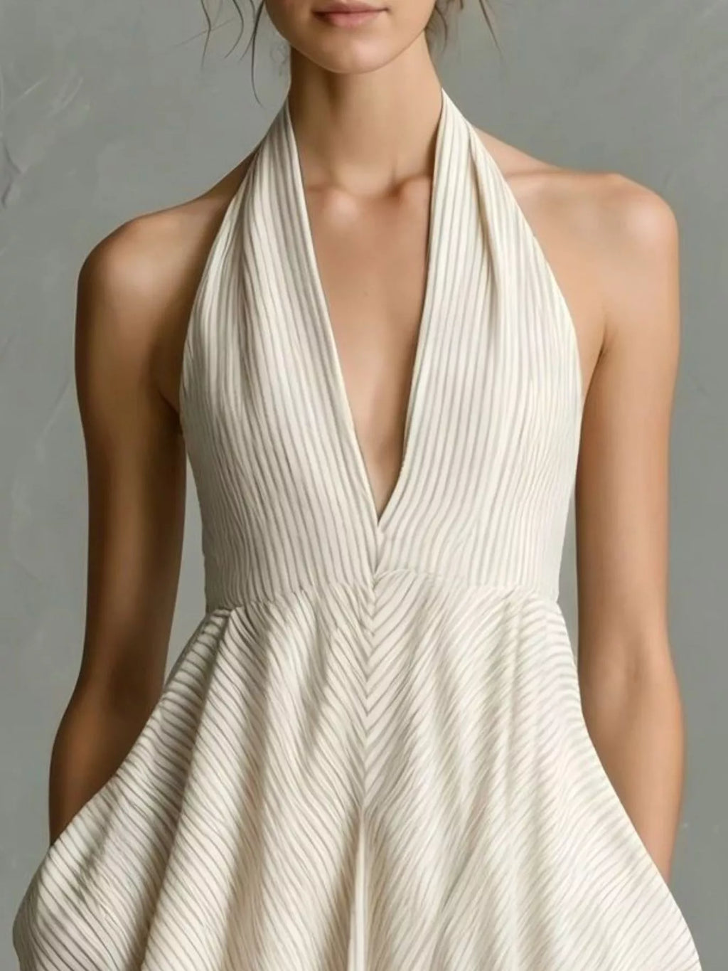 Full Size Striped Halter Neck Maxi Dress with Pockets Plus Size - Lilixa.store