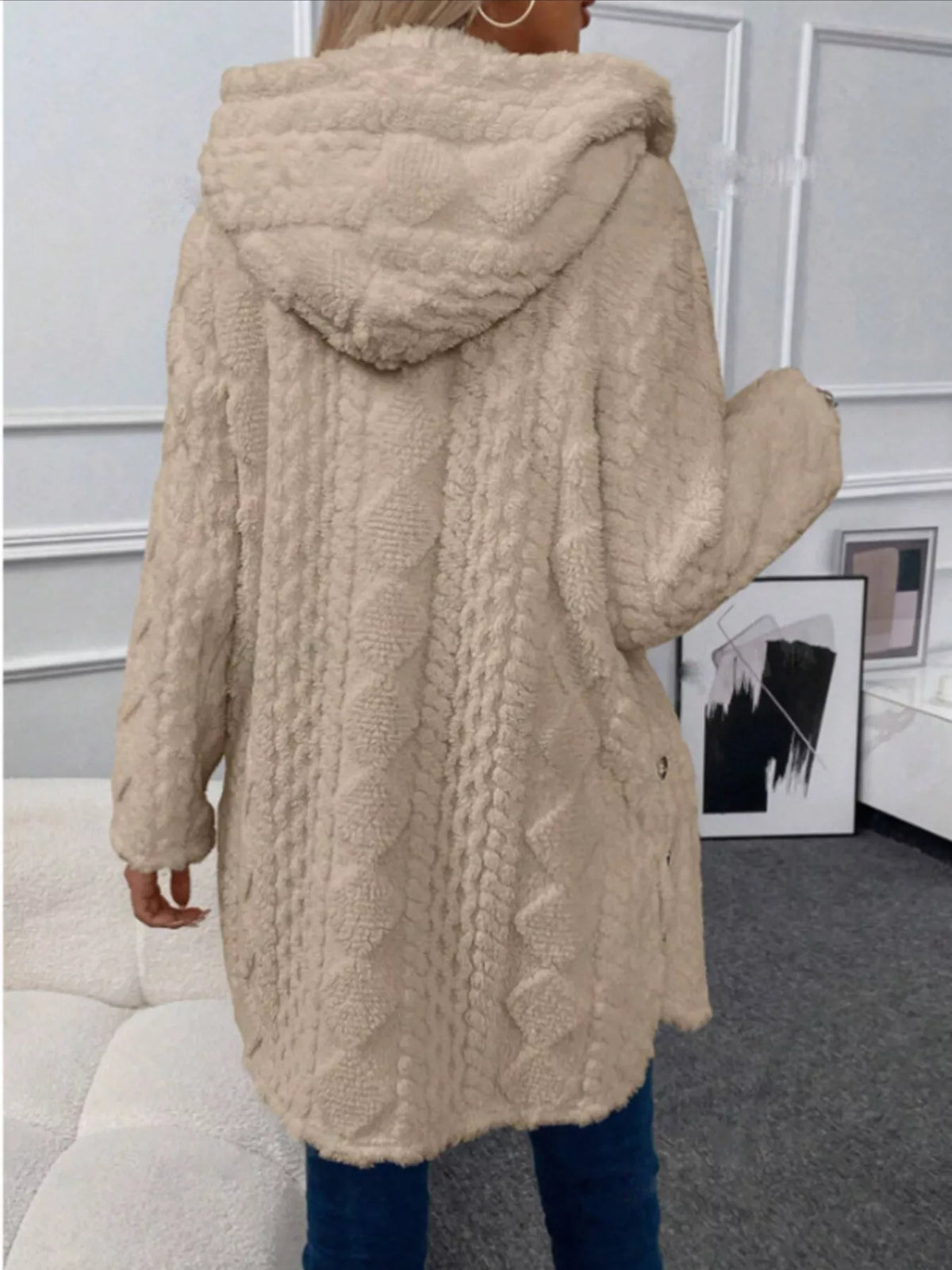 Hooded Button-Down Fleece Outerwear - Lilixa.store