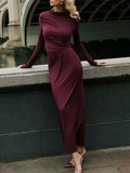 Ruched Long Sleeve Bodycon Maxi Dress - Lilixa.store