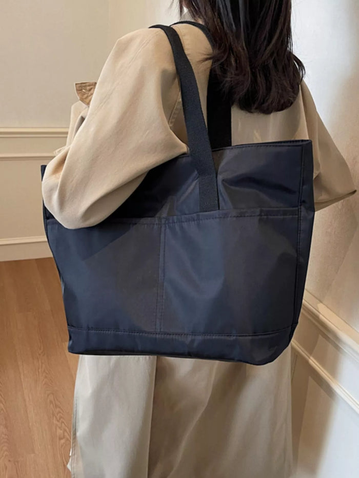 Oxford Cloth Shoulder Bag in Black
