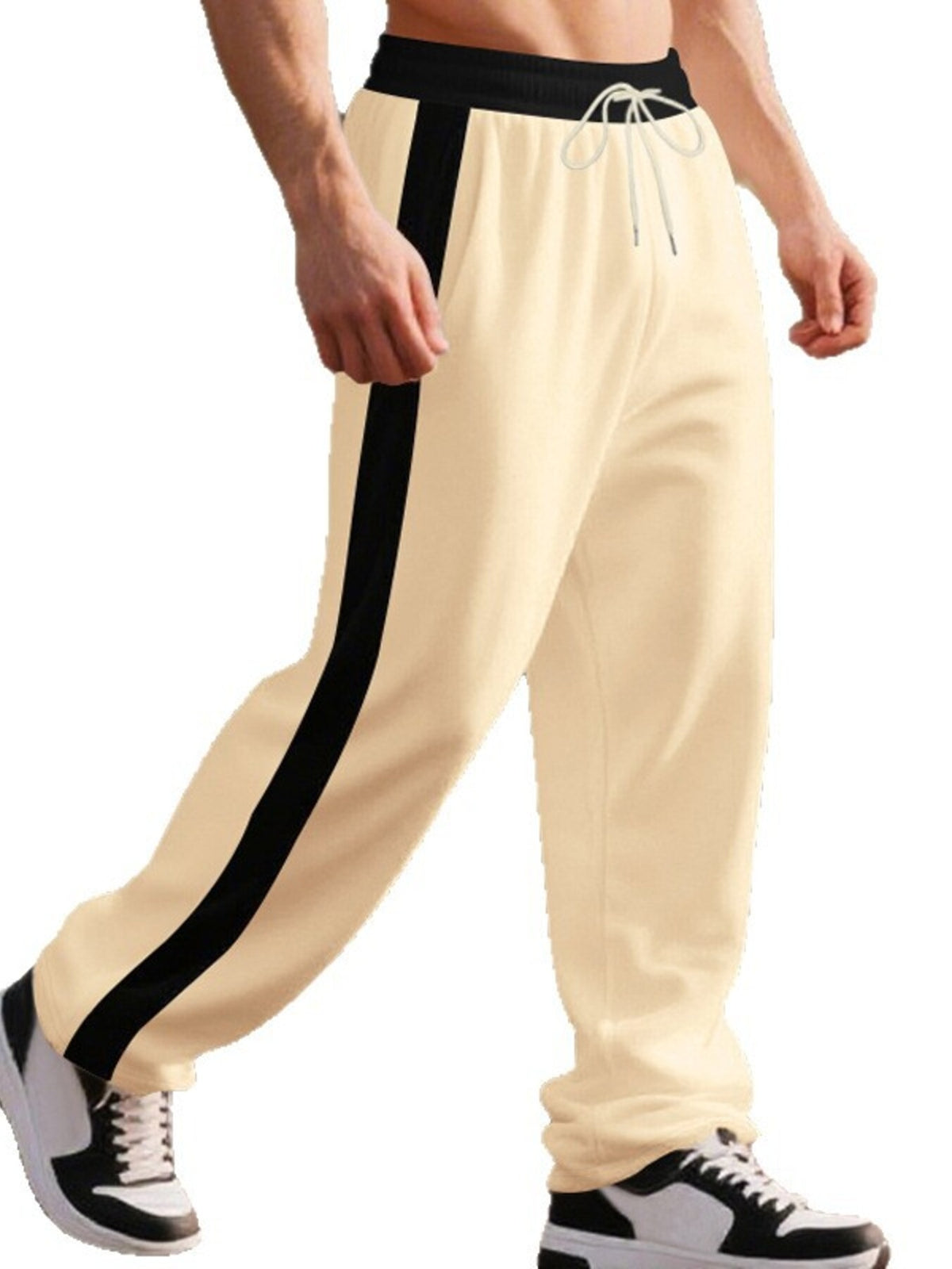 Men's Full Size Side Stripe Wide Leg Pants Plus Size, view 5