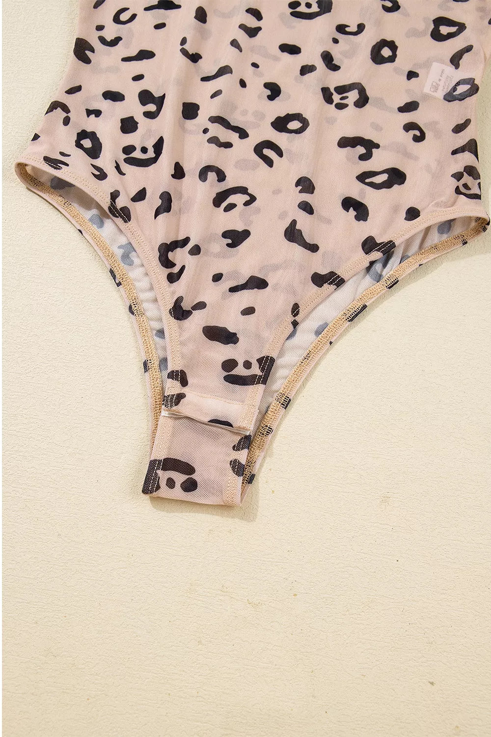 Mock Neck Sheer Mesh Leopard Long Sleeve Bodysuit - Lilixa.store