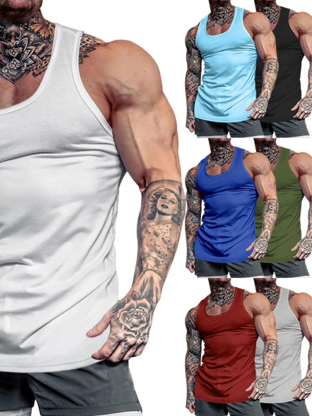Men's Plus Size Round Neck Tank - Lilixa.store