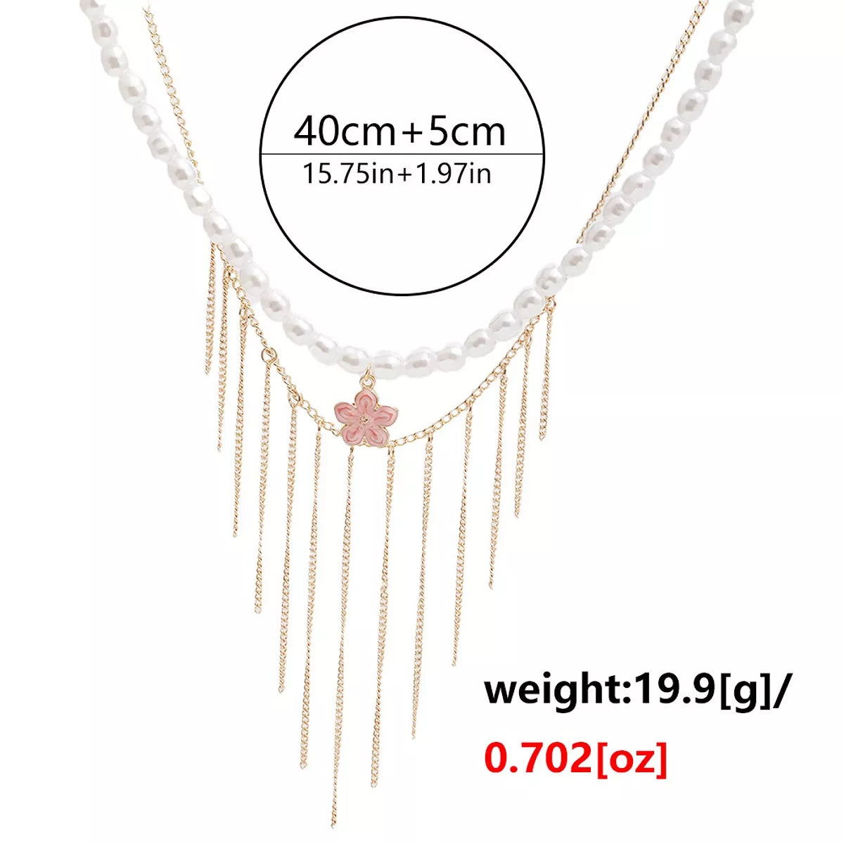 Elegant Pearl Choker Necklace with Flower Charm and Tassel Dangles - Lilixa.store