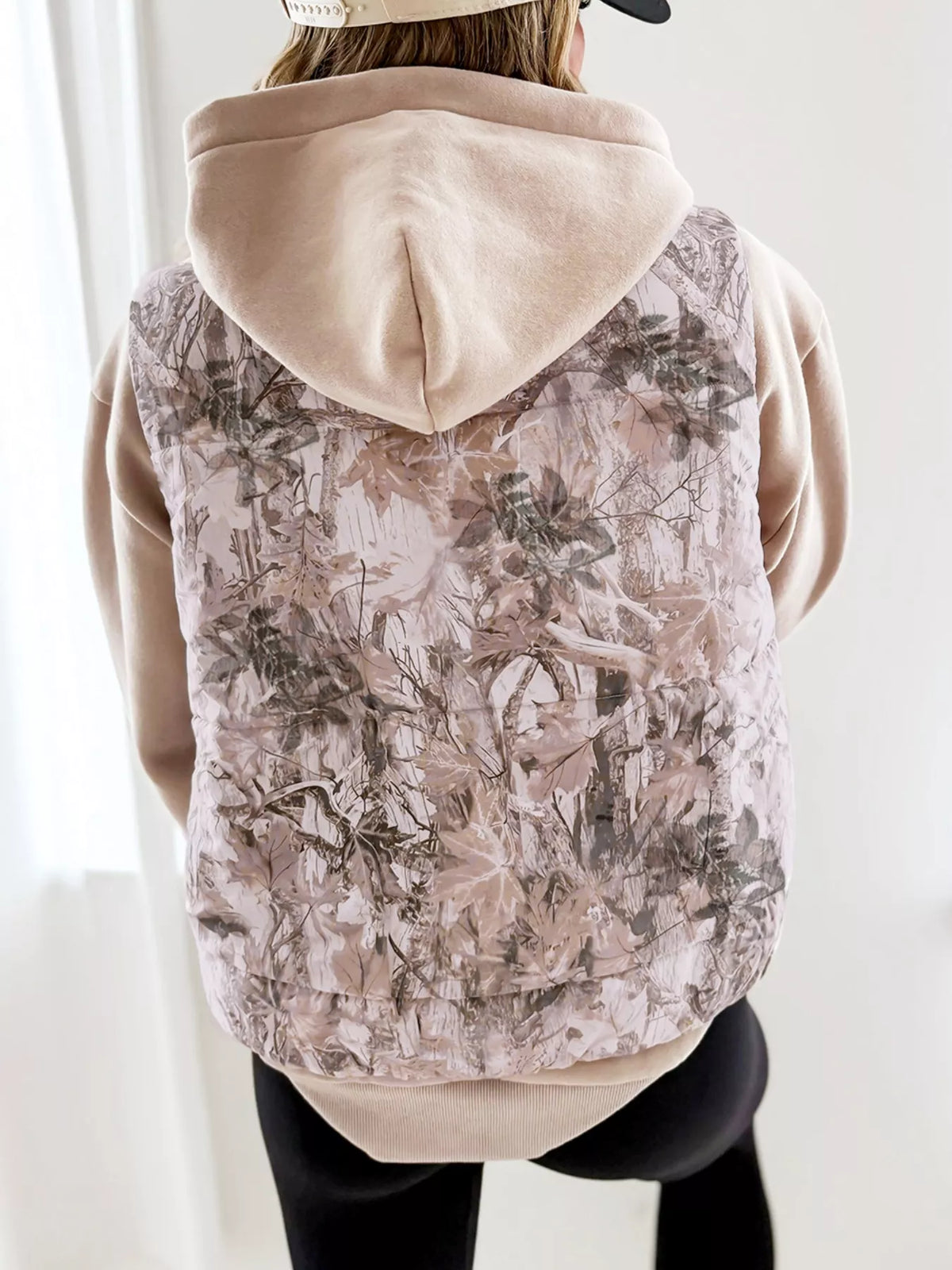 Lightweight Leaf Print Vest Coat - Lilixa.store