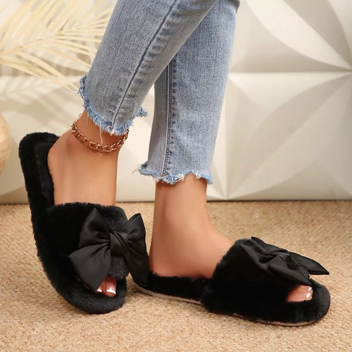 Bow Open Toe Flats Slippers - Lilixa.store