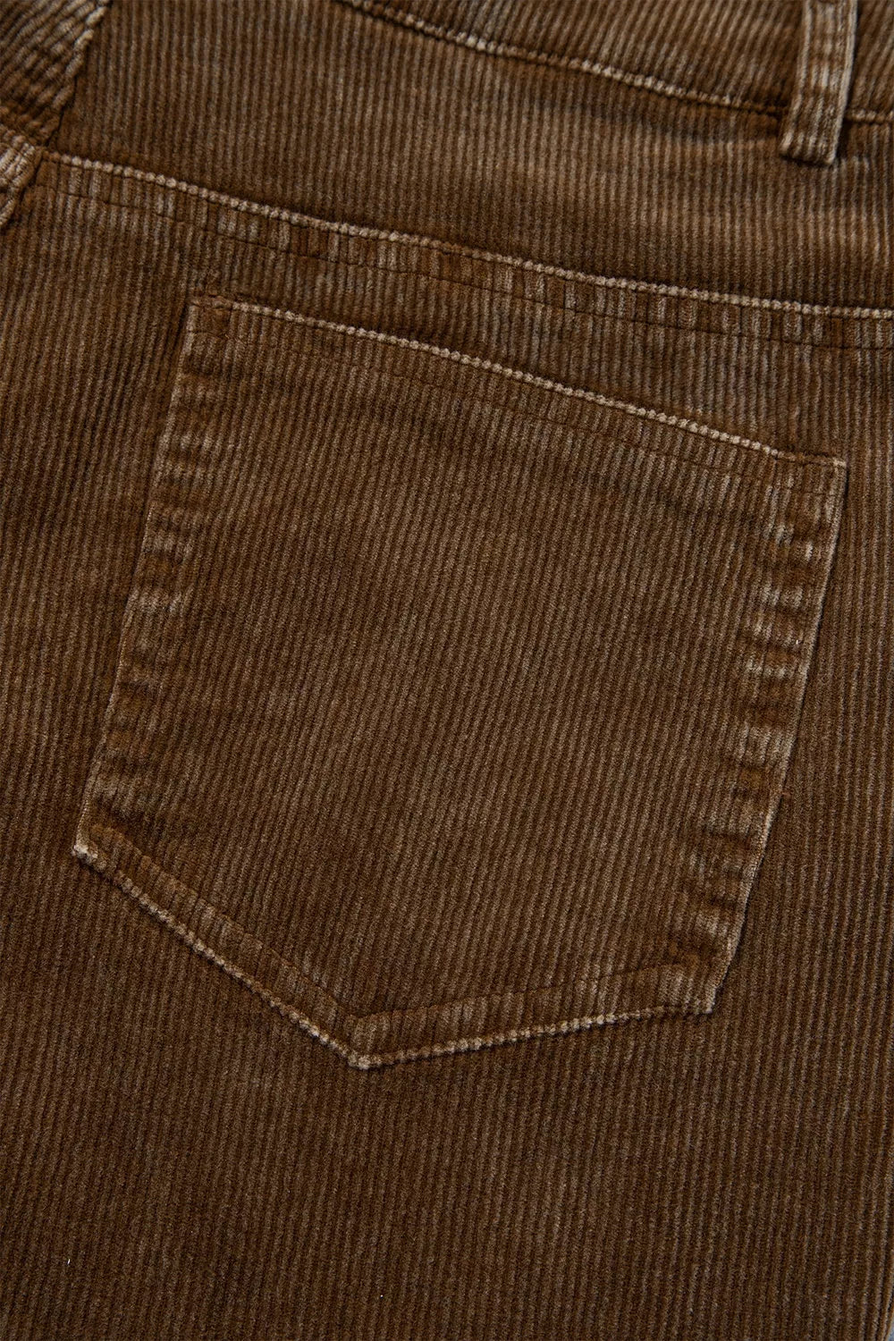 Straight Leg Corduroy Metal Button Zip-up Pants