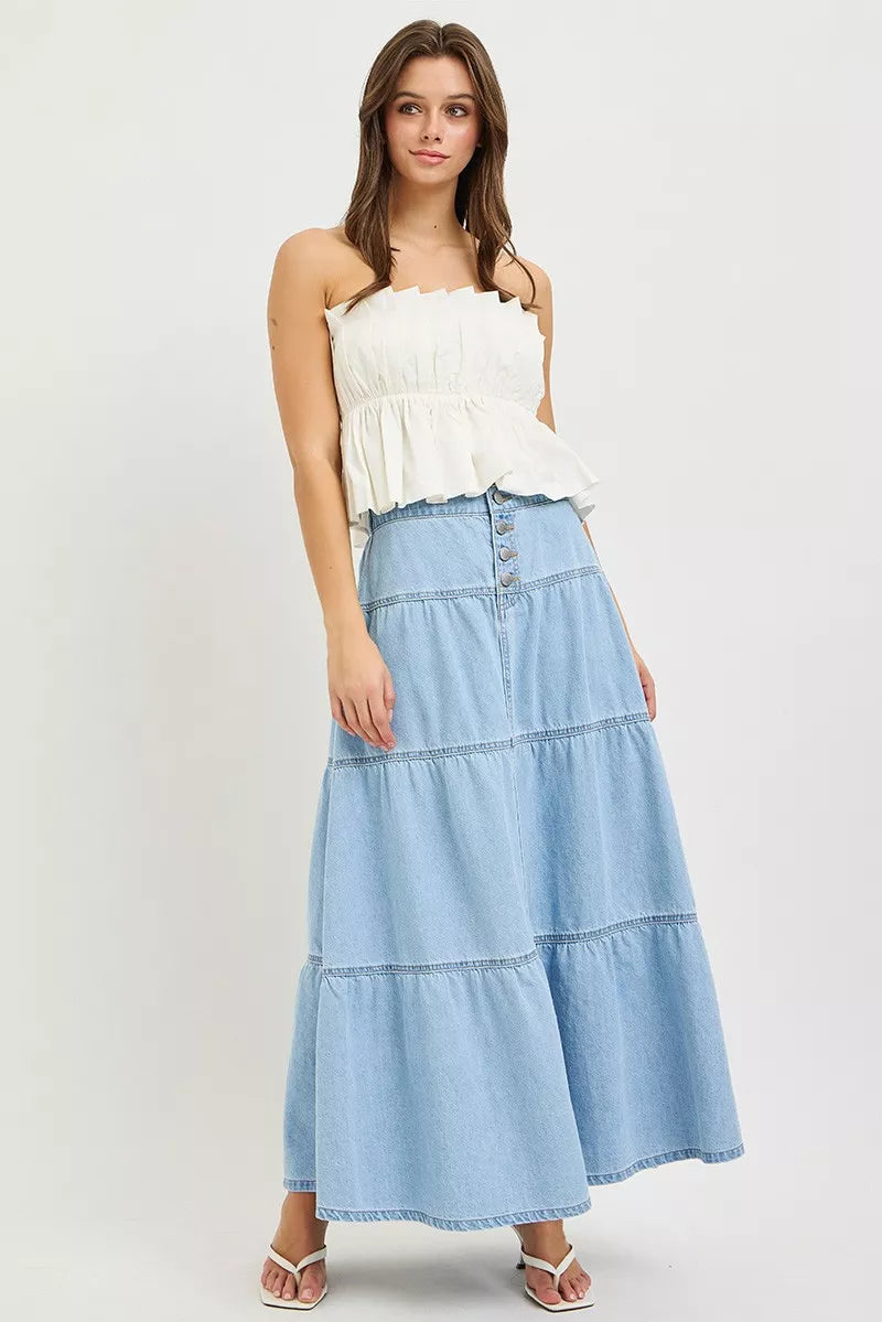 RISEN High Rise Ruffle Long Skirts - Lilixa.store