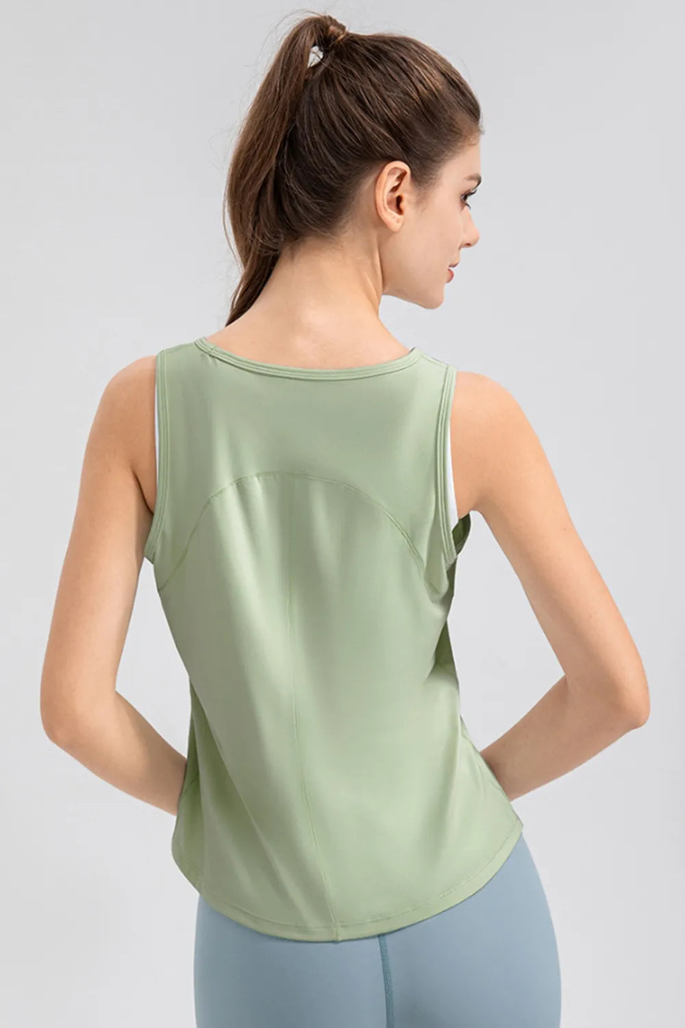 Wide Strap Round Neck Active Tank - Lilixa.store