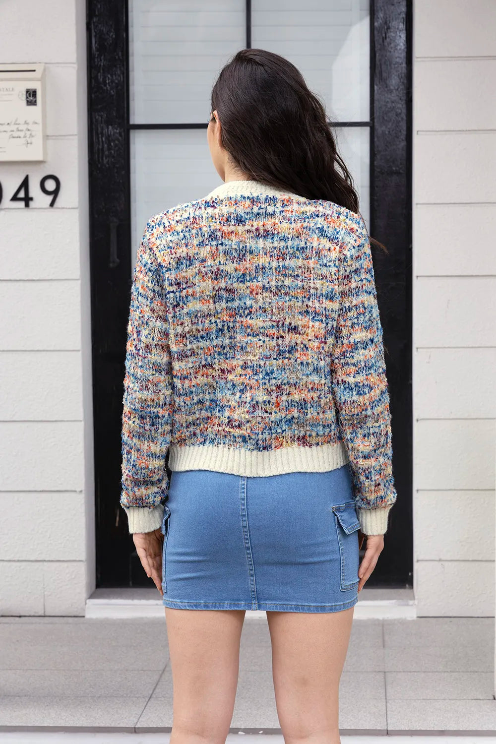 Heathered Button Up Long Sleeve Cardigan - Lilixa.store