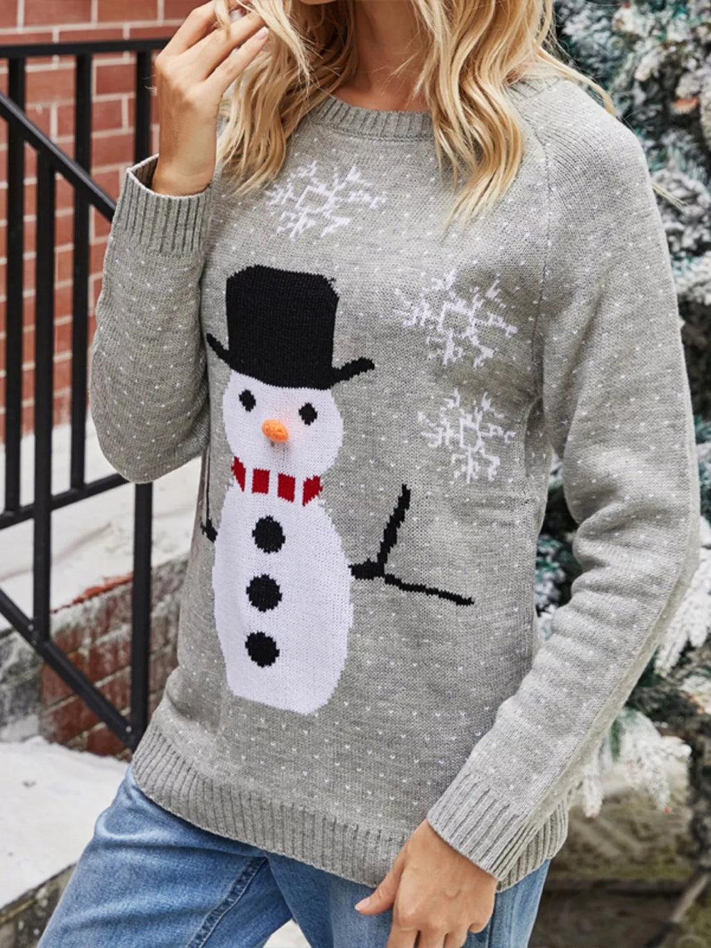 Snowman Graphic Raglan Sleeve Sweater, view 3