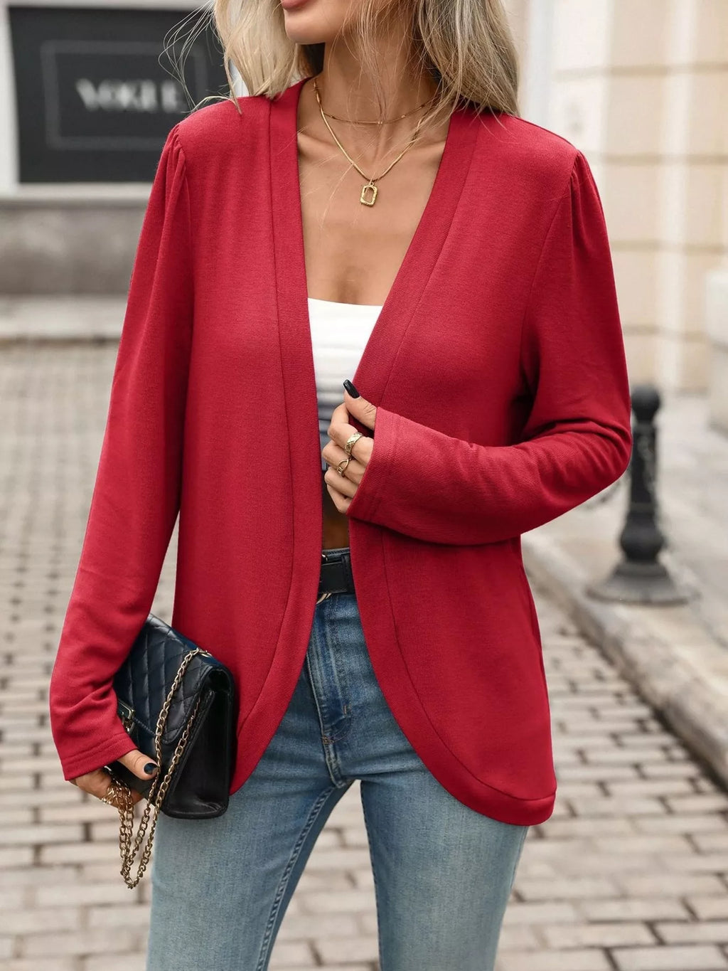 Open Front Long Sleeve Cardigan - Lilixa.store