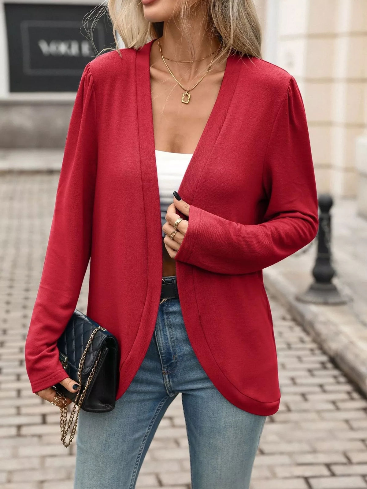 Open Front Long Sleeve Cardigan - Lilixa.store