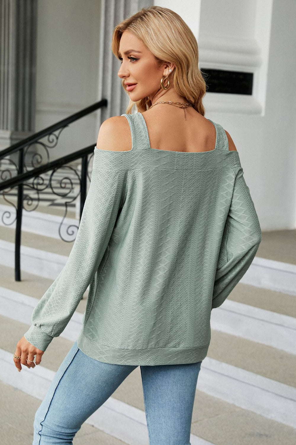 Cold Shoulder Square Neck Cutout Blouse, view 10