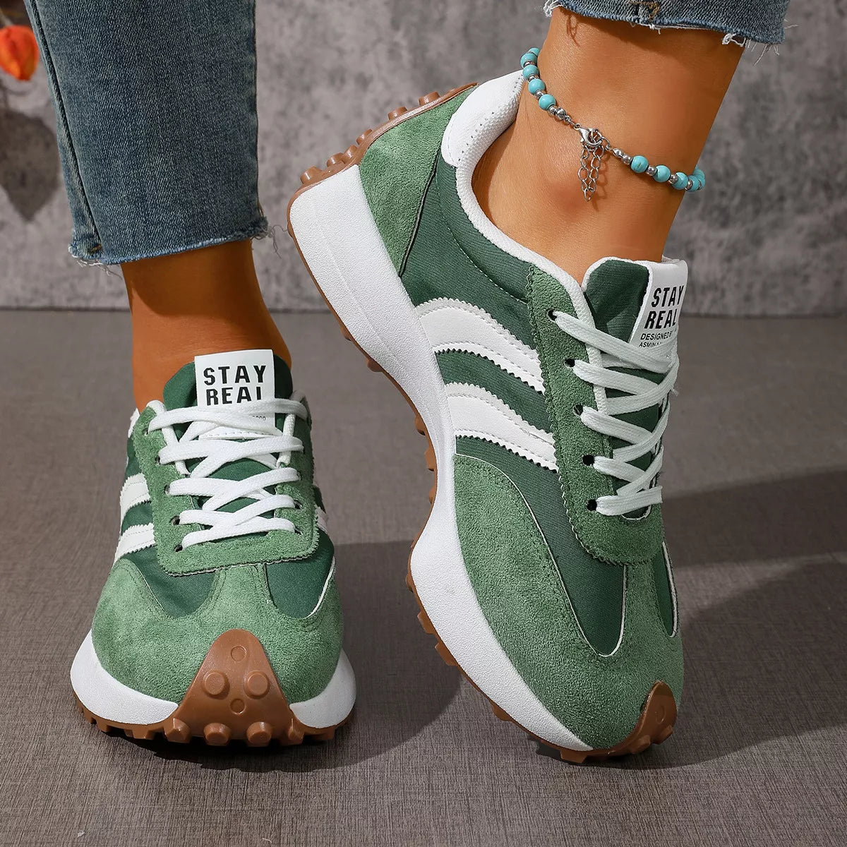Lace Up Round Toe Sneakers - Lilixa.store