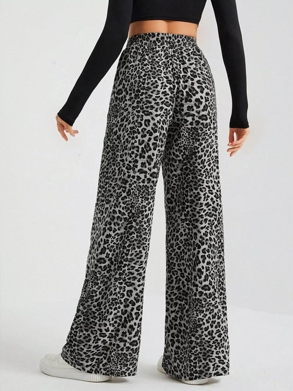 Full Size Leopard Print Wide Leg Pants Plus Size - Lilixa.store
