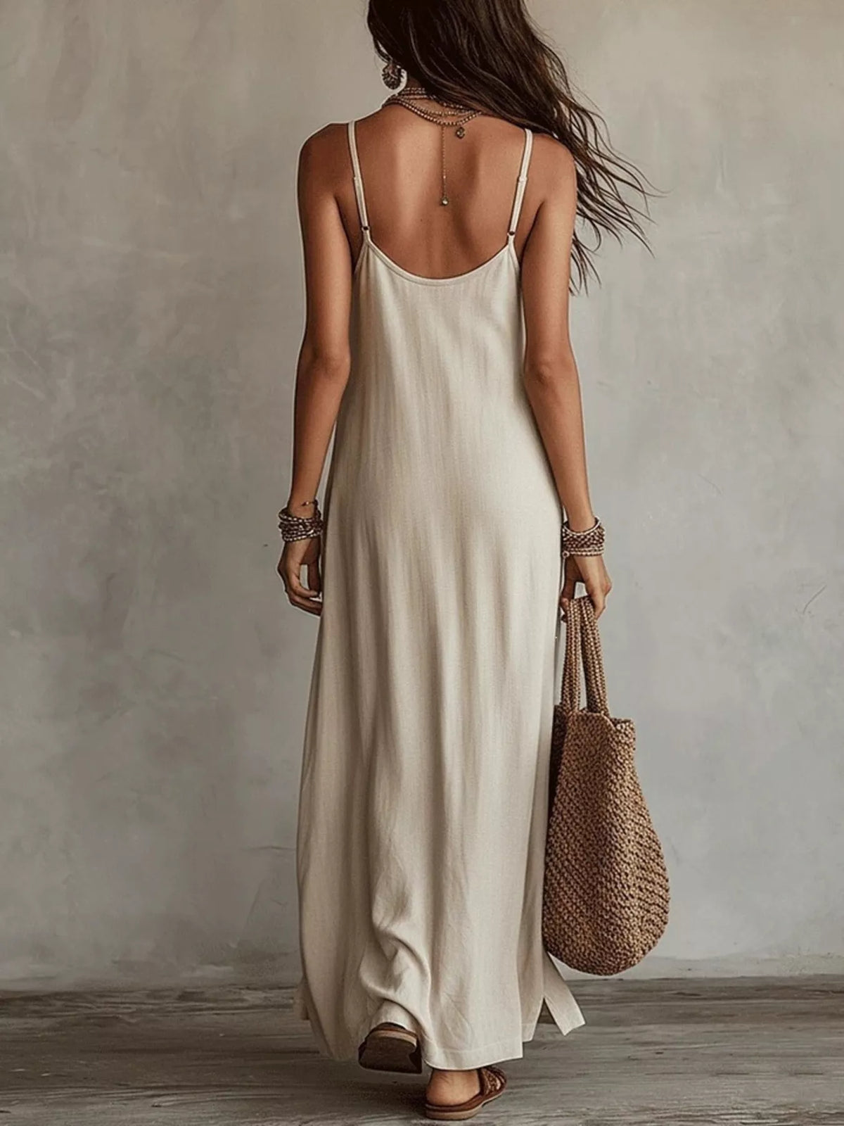 Full Size Scoop Neck Spaghetti Strap Maxi Dress Plus Size - Lilixa.store