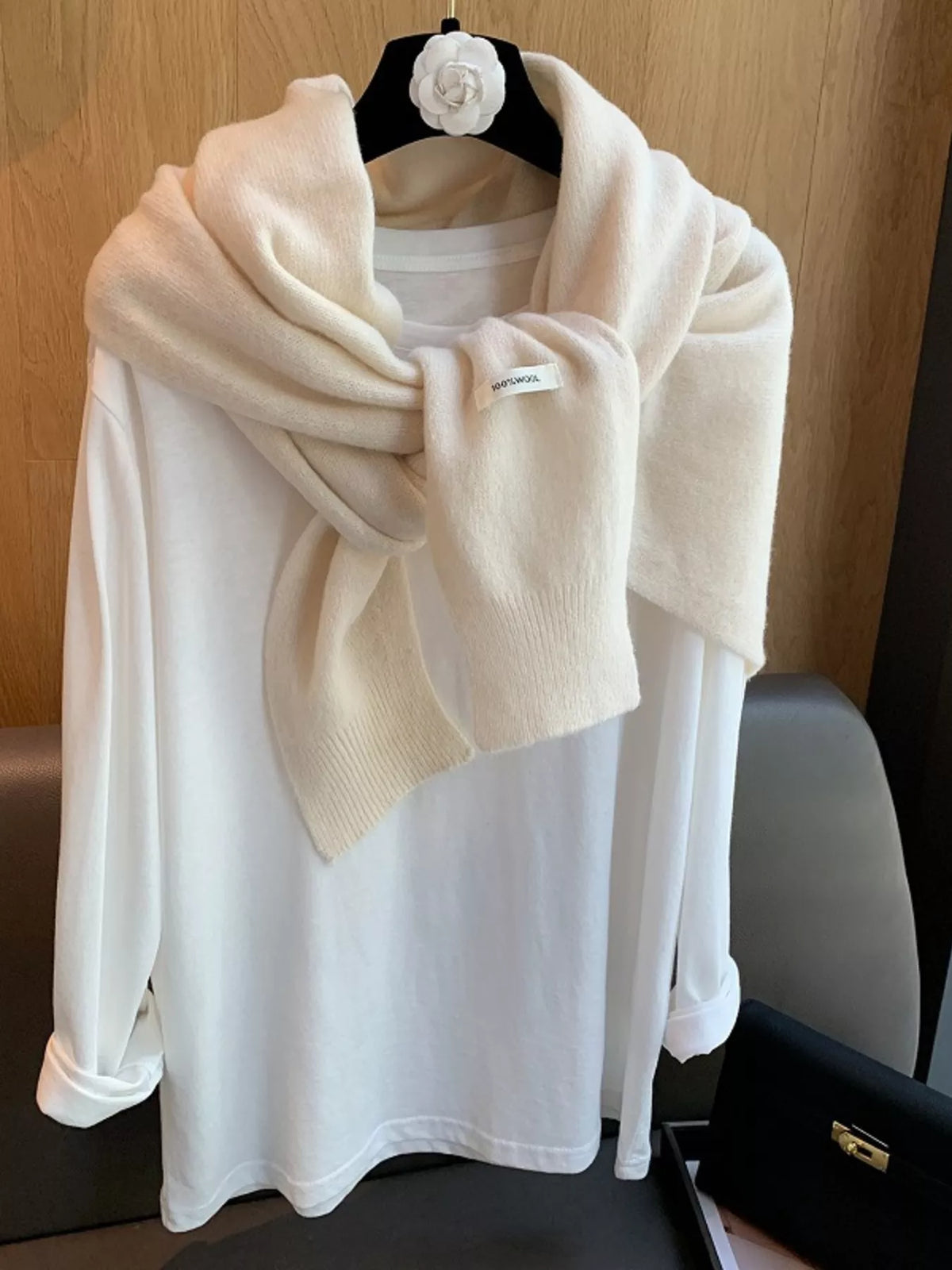 Wool Knitted Asymmetrical Shawl - Lilixa.store