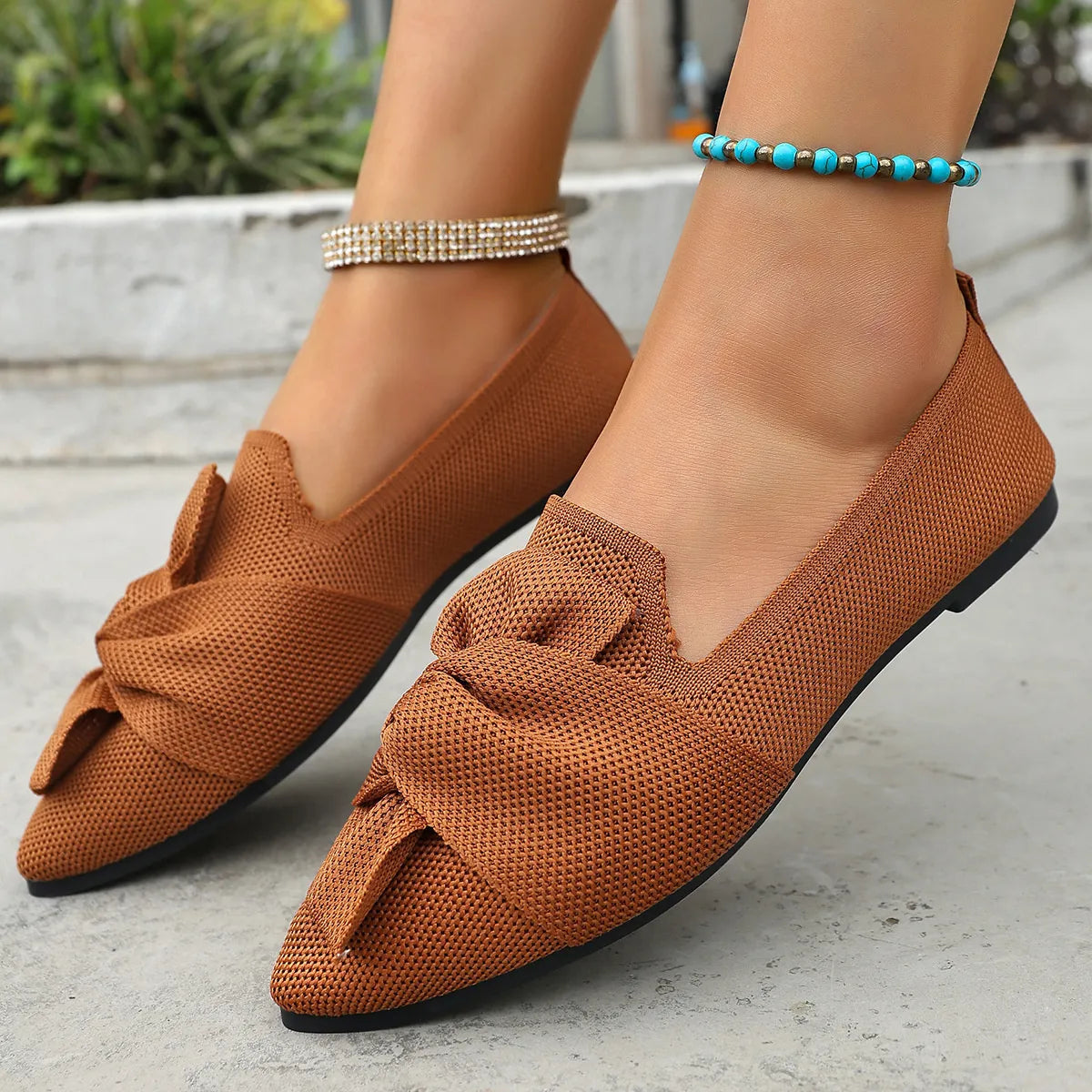 Bow Point Toe Flats Slip-Ons, view 7