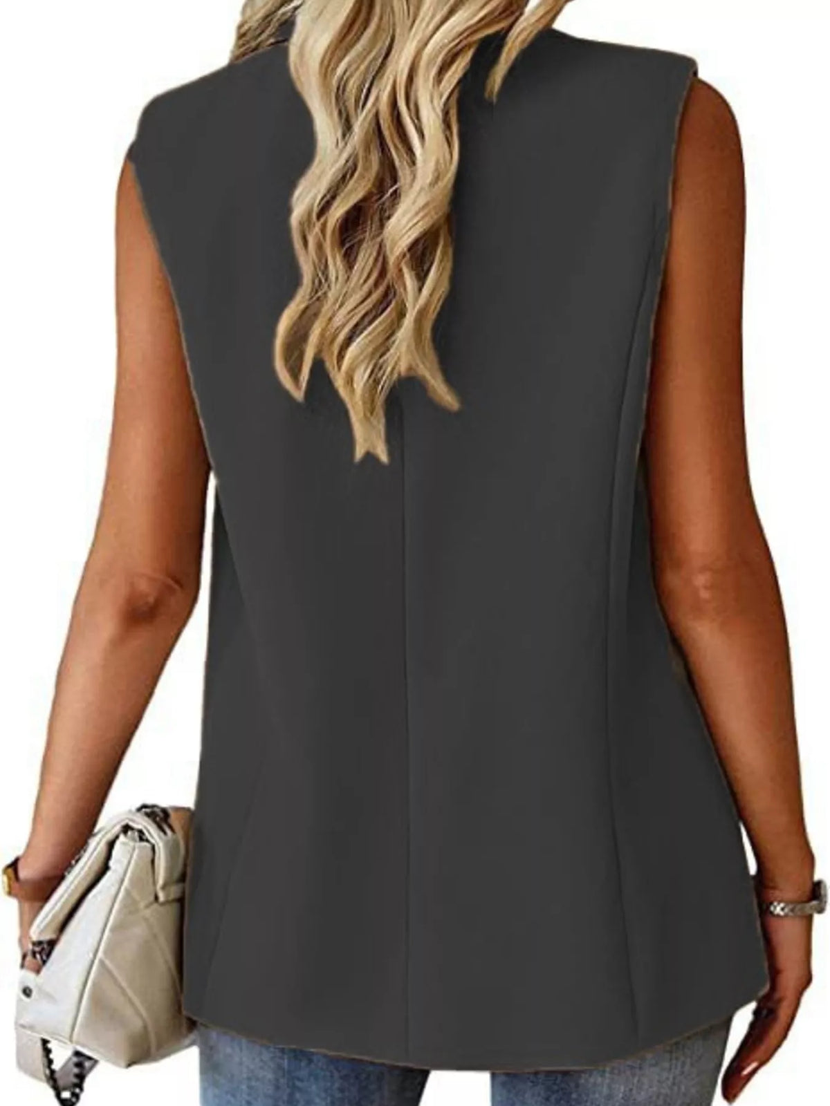 One Button Blazer Vest - Lilixa.store