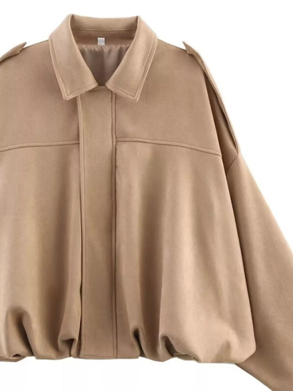 Collared Neck Dropped Shoulder Jacket - Lilixa.store