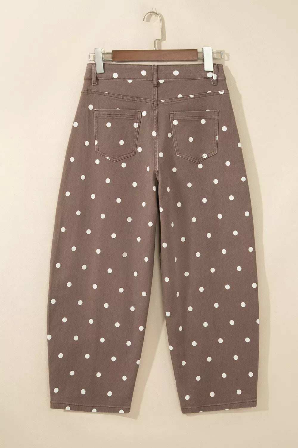 Tailored Seam Polka Dot Print Barrel Casual Jeans - Lilixa.store