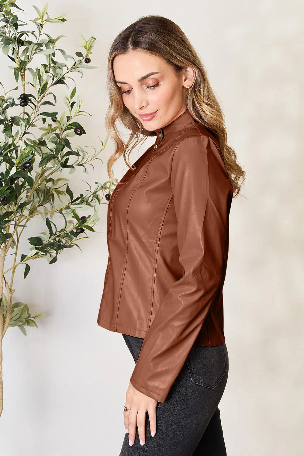 Mock Neck Zip Up Jacket, view 9
