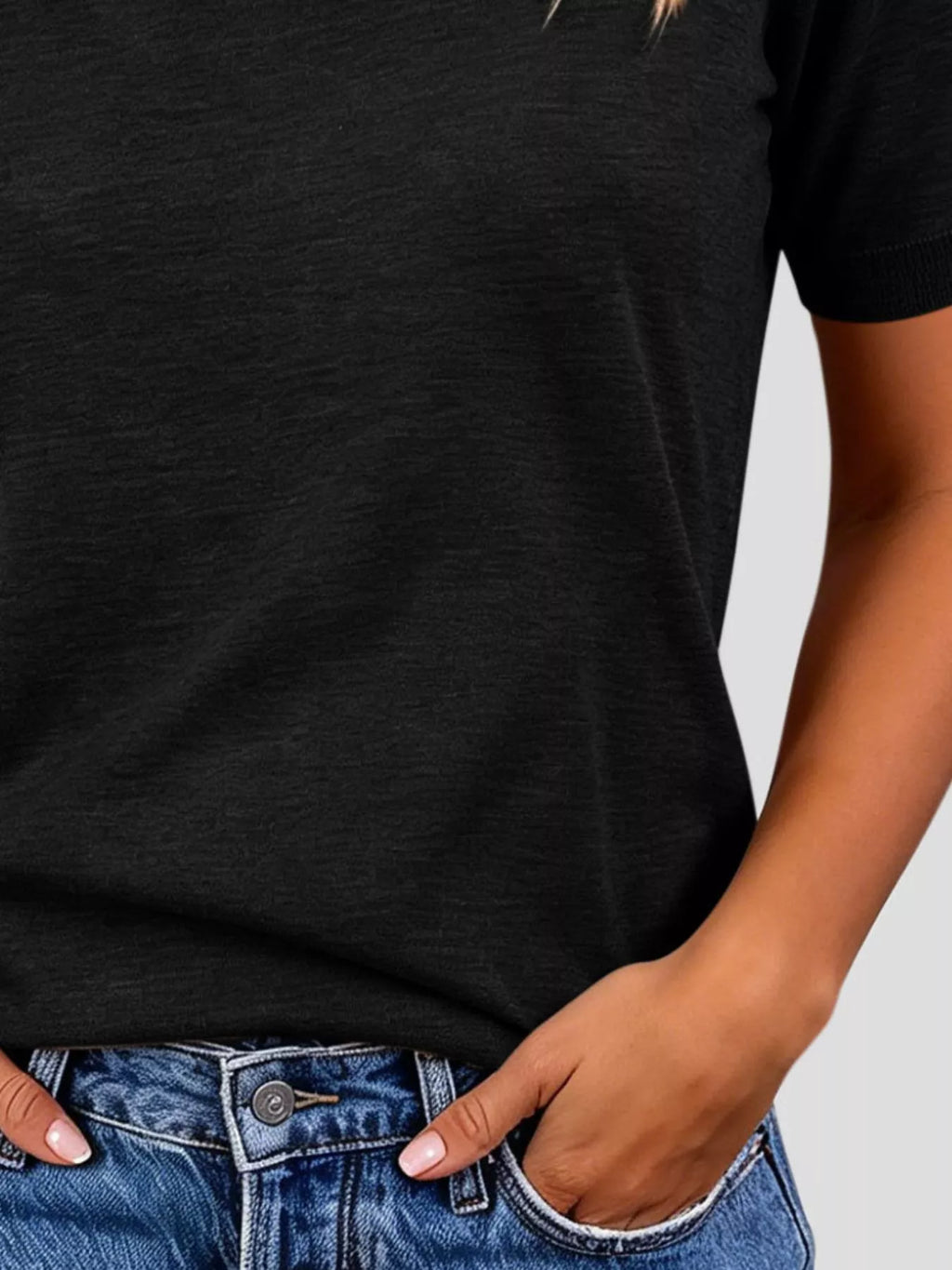 Classic Crew Neck Short Sleeve Knit Top - Lilixa.store