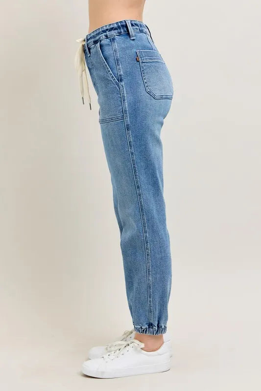 Judy Blue Full Size High Waist Denim Jogger Plus Size - Lilixa.store