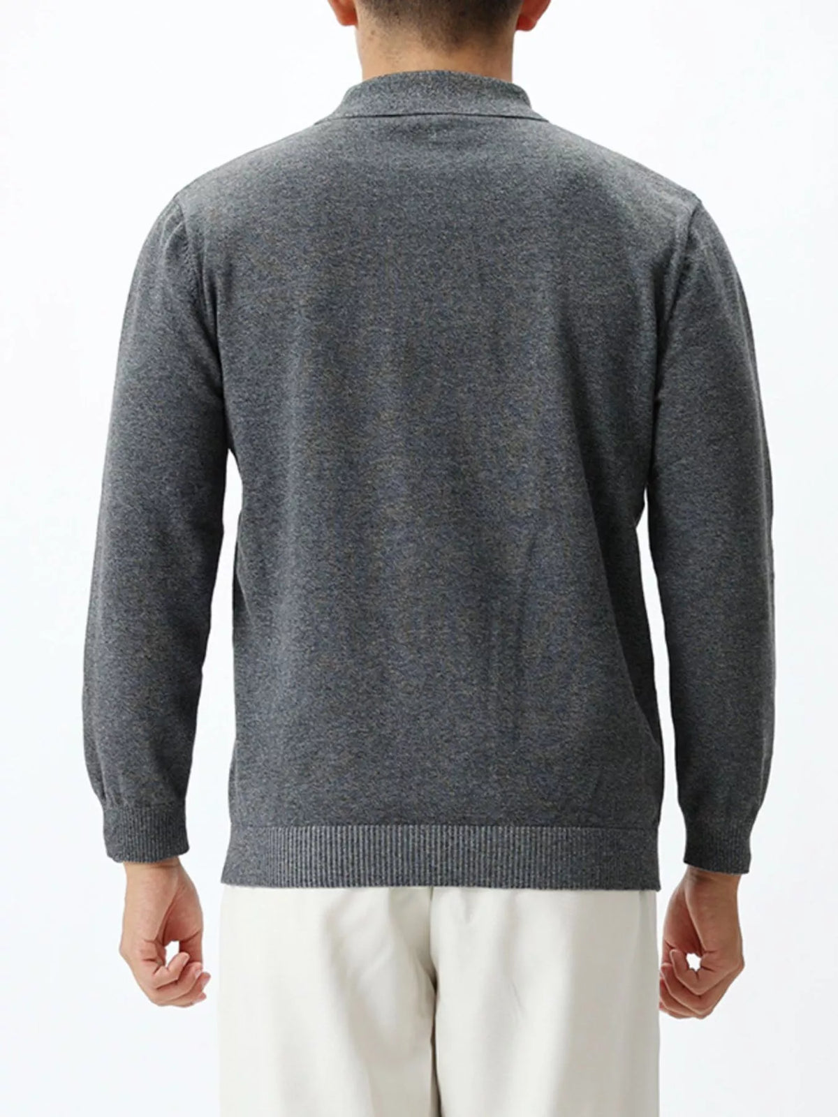 Men's Plus Size Polo Collar Long Sleeve Sweater