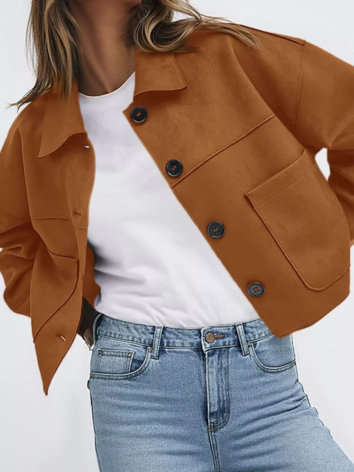 Button-Down Cropped Jacket