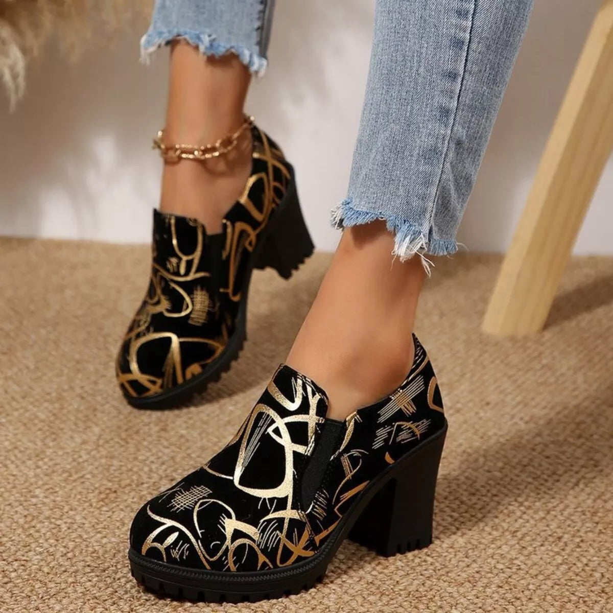 Round Toe Block Heels Pumps - Lilixa.store