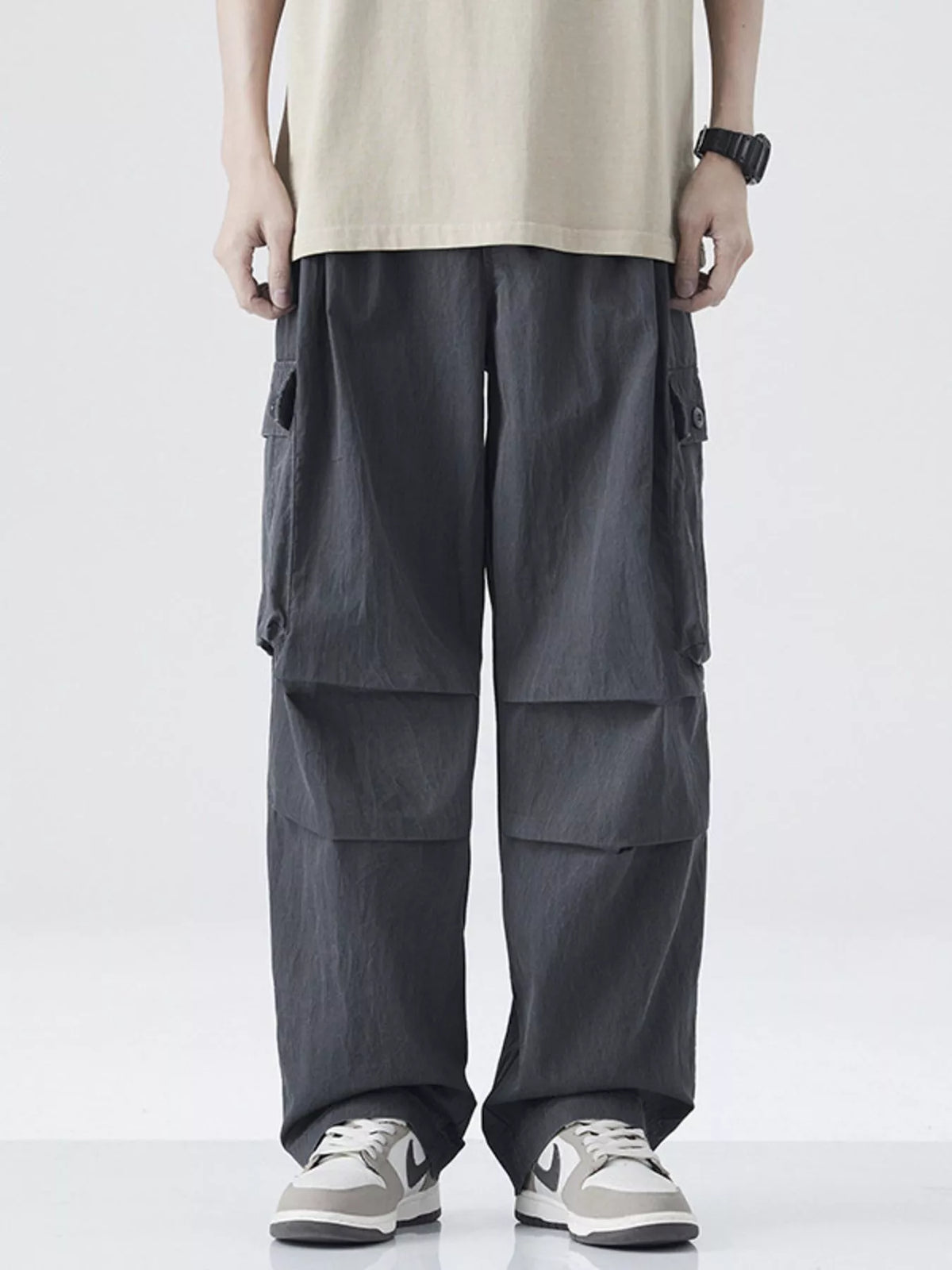 Men's Drawstring Wide Leg Cargo Pants, view 7