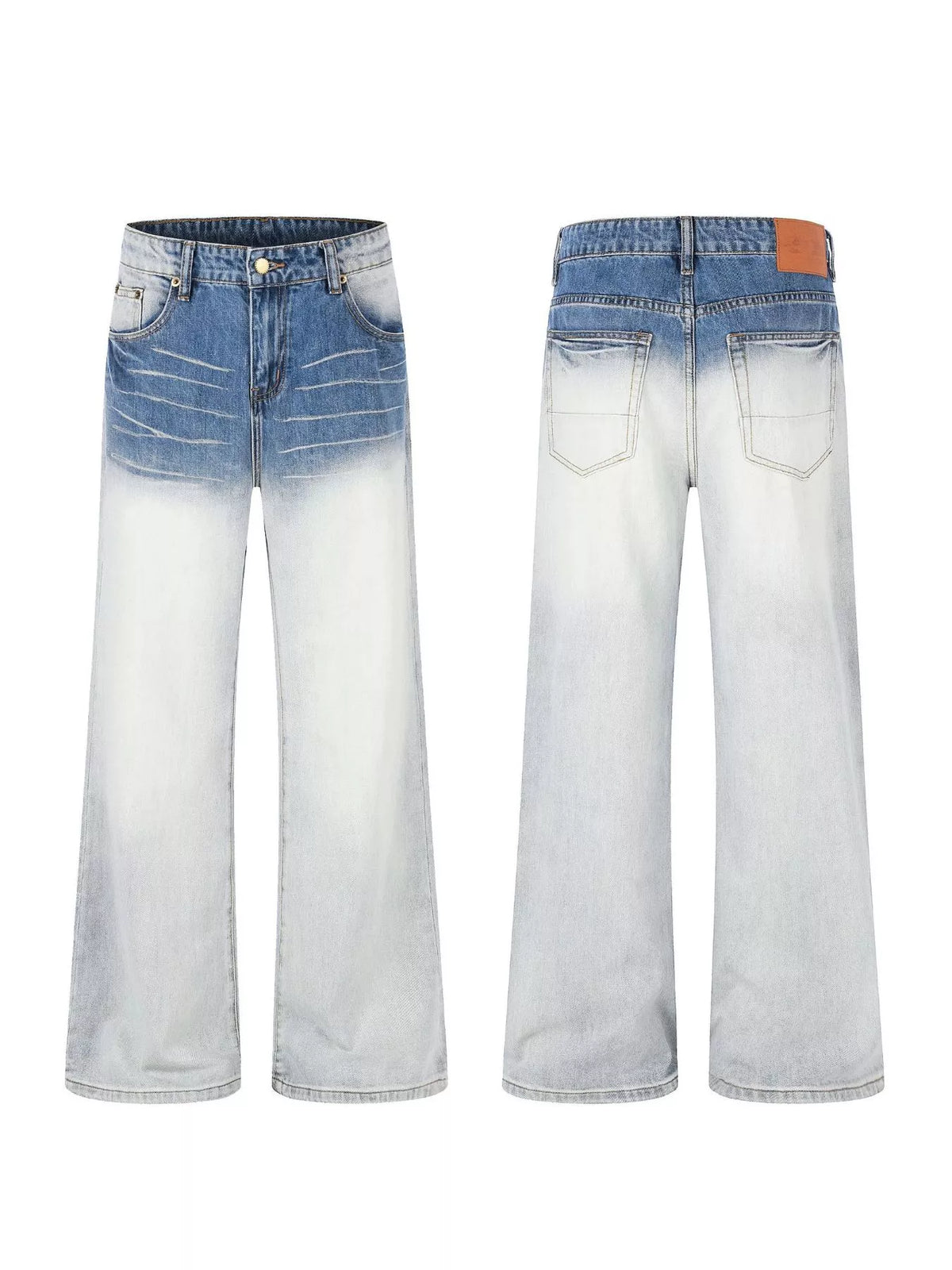 Men's Full Size Washed Wide-Leg Jeans Plus Size - Lilixa.store