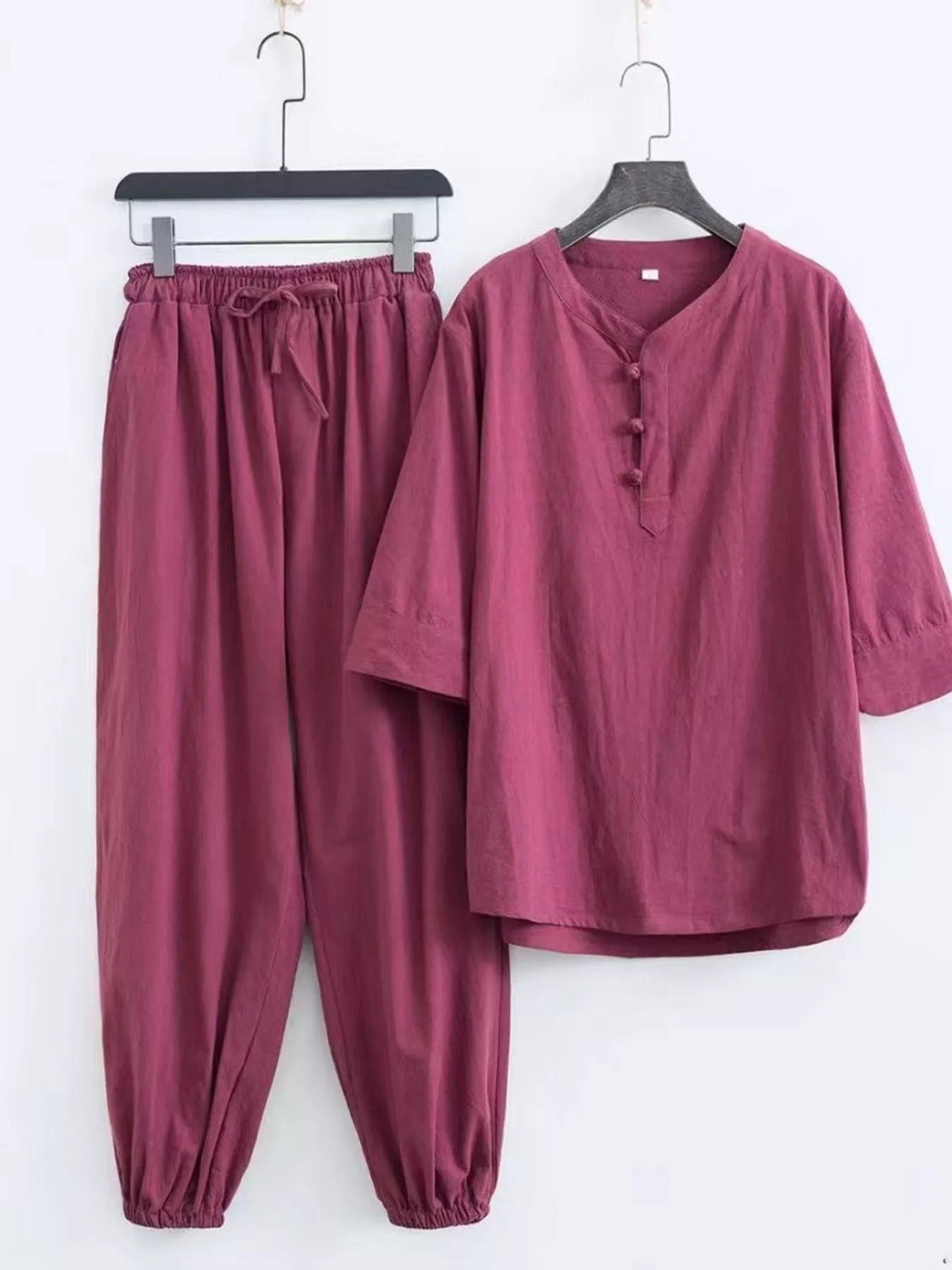 Men's Plus Size Chinese Style Top and Pants Set - Lilixa.store