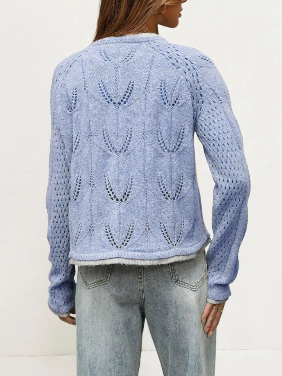 Hollow-Out Knit Button-Down Cardigan - Lilixa.store