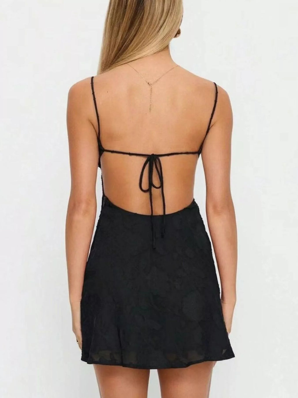 Backless Spaghetti Strap Mini Dress - Lilixa.store