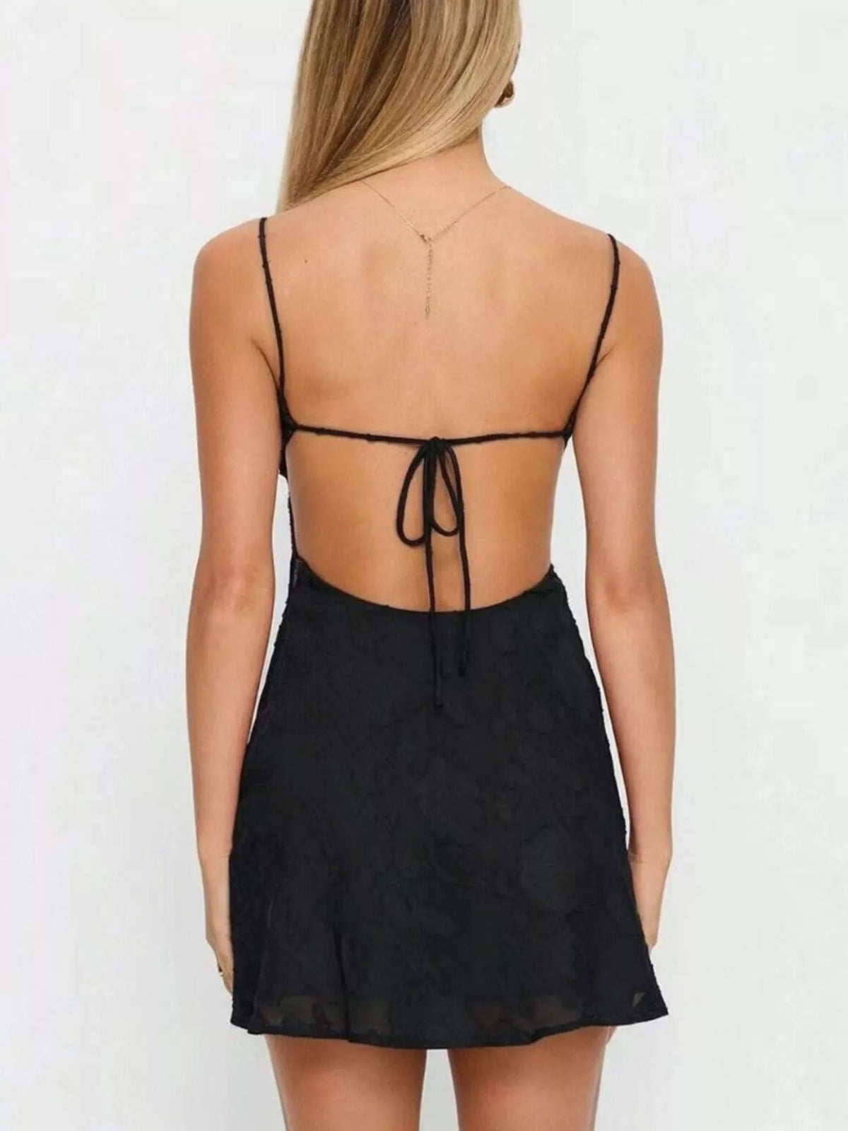 Backless Spaghetti Strap Mini Dress - Lilixa.store