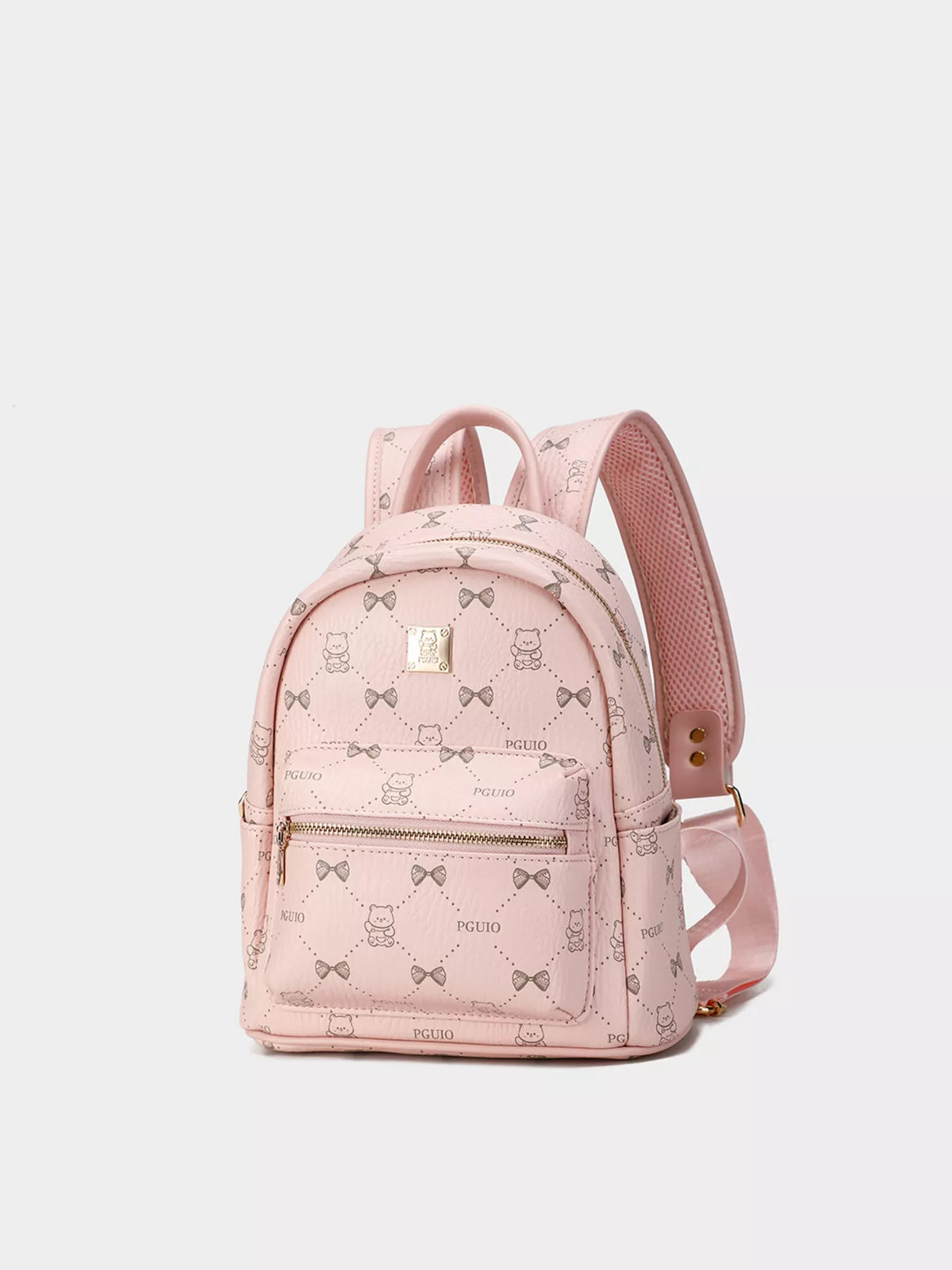 Bear Print PU Leather Backpack Bag, view 2