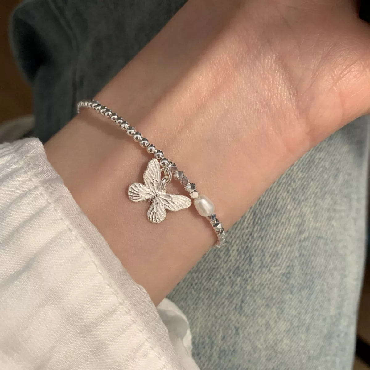 925 Sterling Silver Butterfly Bracelet, view 3