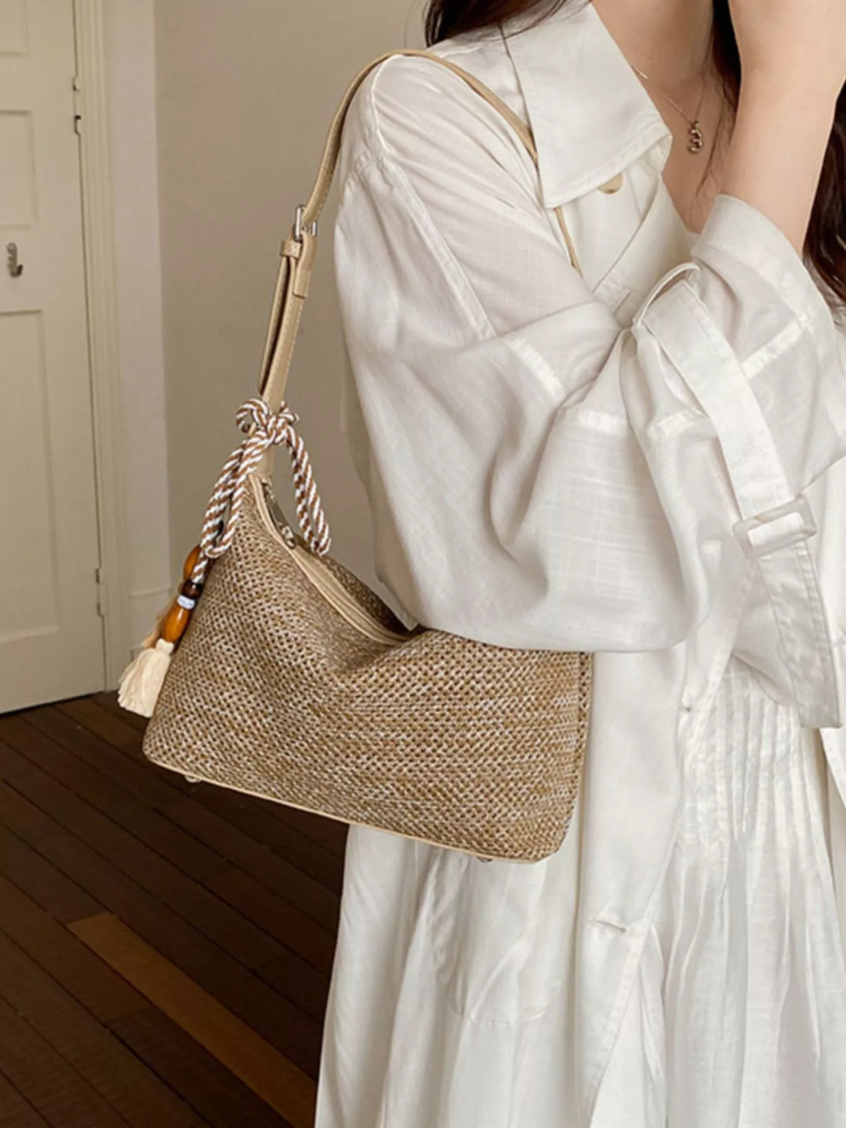 Woven Shoulder Bag with Tassel - Lilixa.store