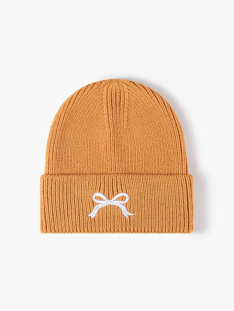 Embroidered Bow Knit Hat - Lilixa.store