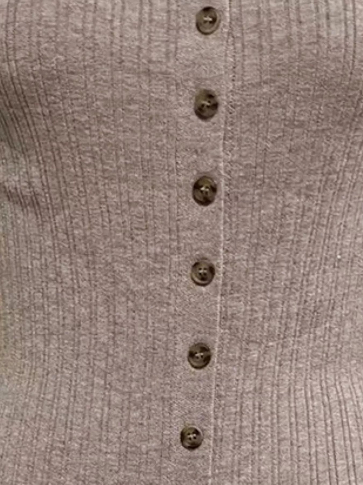 Ribbed Button-Front Bodycon Sweater Dress in Mocha, view 4