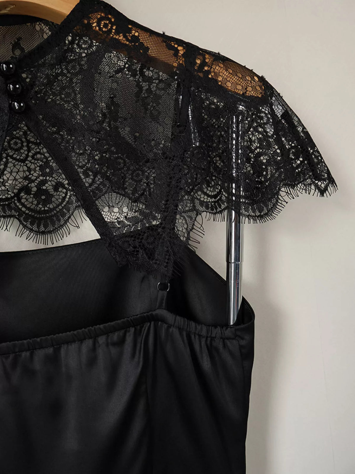 Satin Mini Dress with Lace Detachable Cape - Lilixa.store
