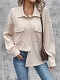 Pocketed Button Up Dropped Shoulder Jacket - Lilixa.store